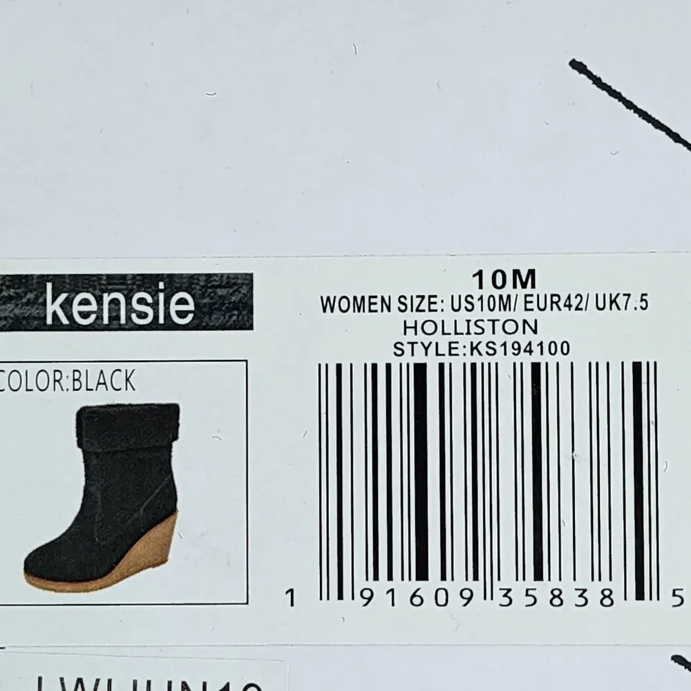Kensie Women's Holliston Suede Cold Weather Wedge Boots - 10